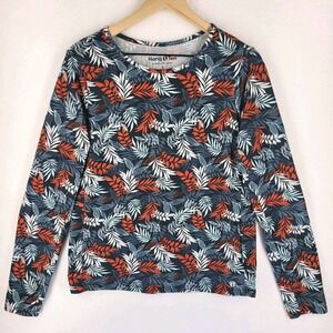 Hang Ten Rashguard Sun Tee Womens L UPF 50+ Zip Pocket Long Sleeve Beach Outdoor